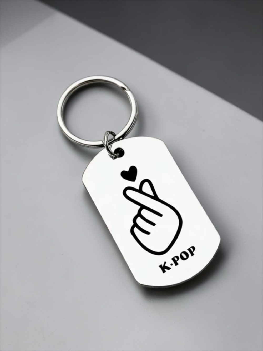 Stainless steel K-Pop Finger Heart Keychain